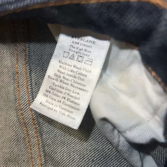Everlane Dark Wash “The High Rise Straight Jean” - Picture 8 of 8